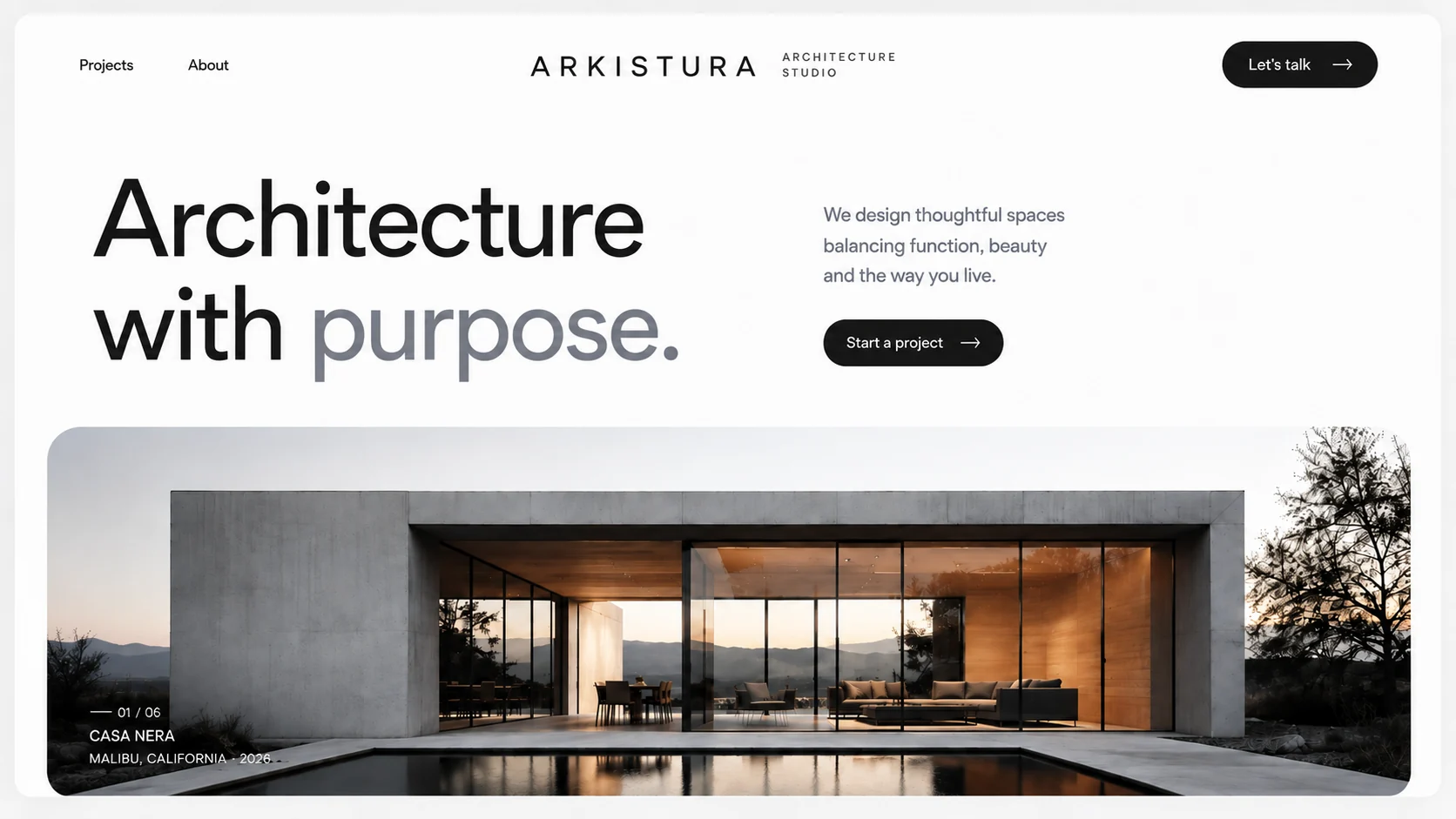 Strona pracowni architektonicznej Arkistura