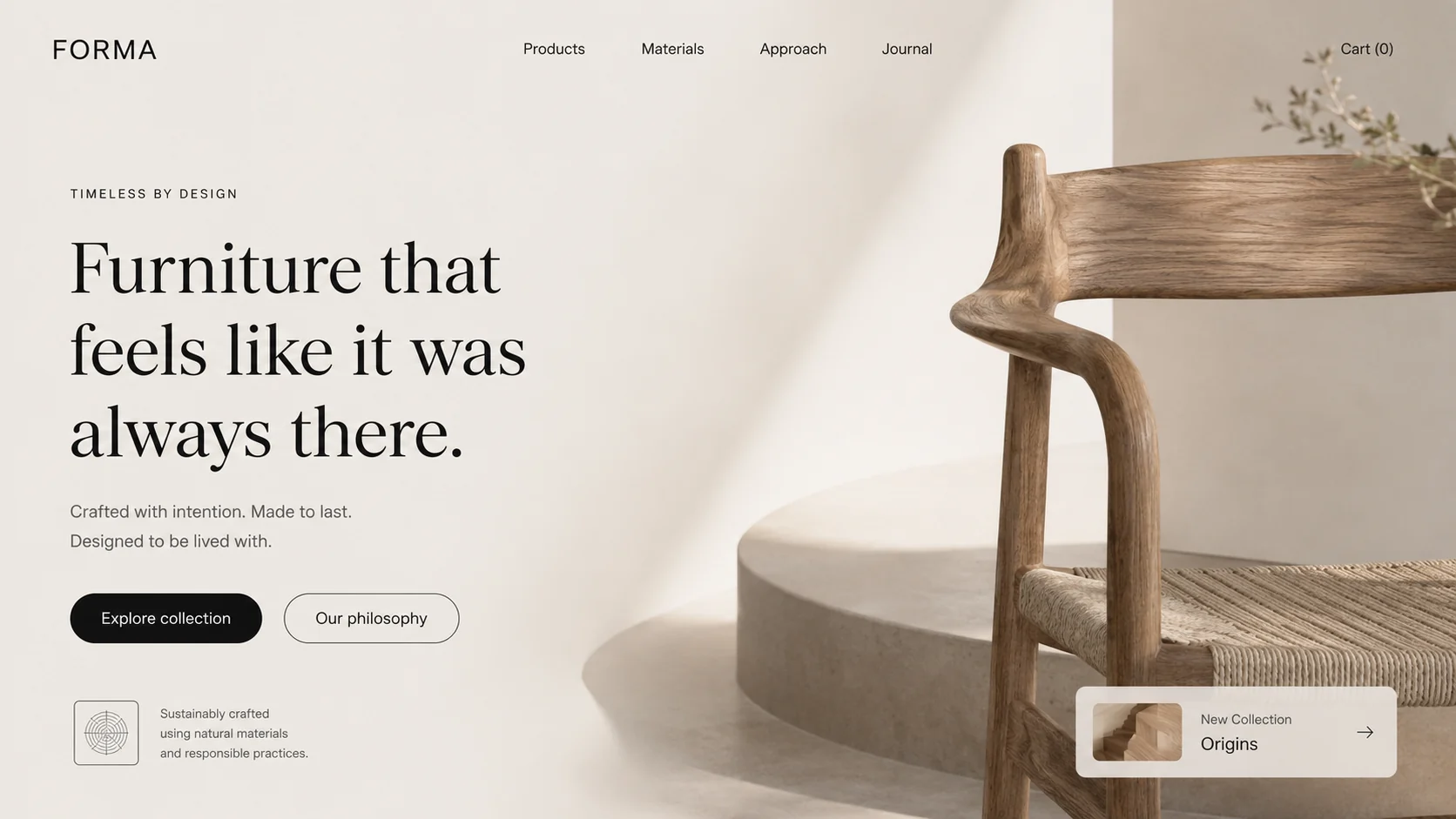 Strona e-commerce marki meblowej Forma
