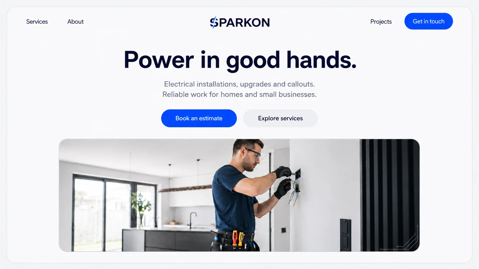 Strona firmy elektrycznej Sparkon