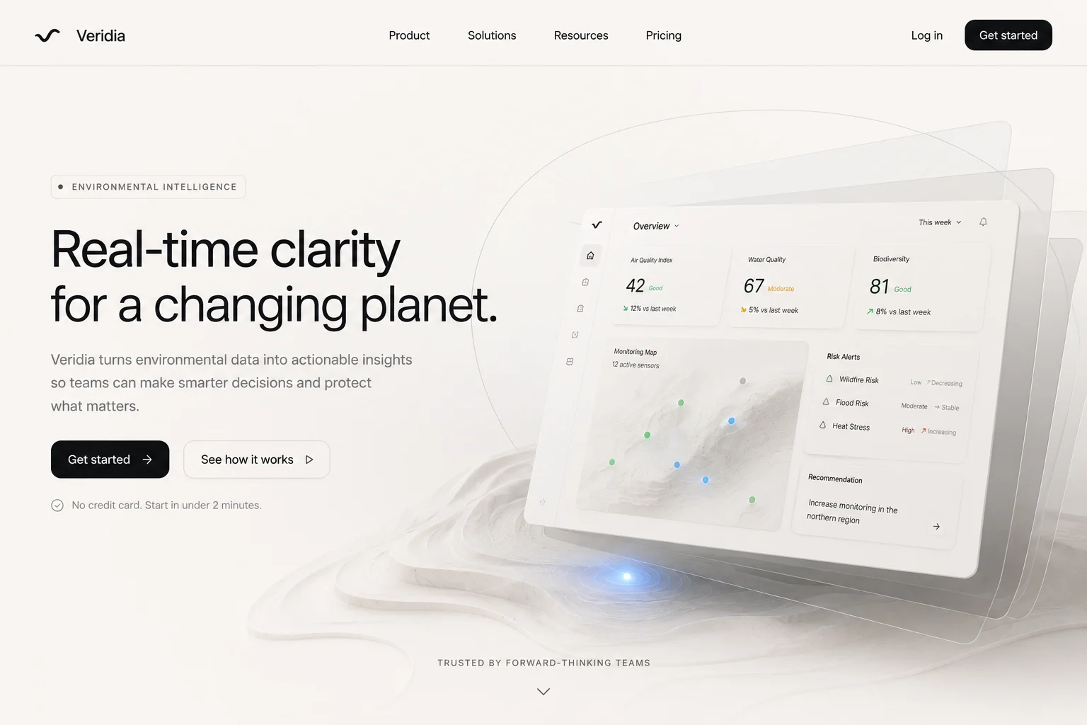 Strona produktu environmental intelligence Veridia